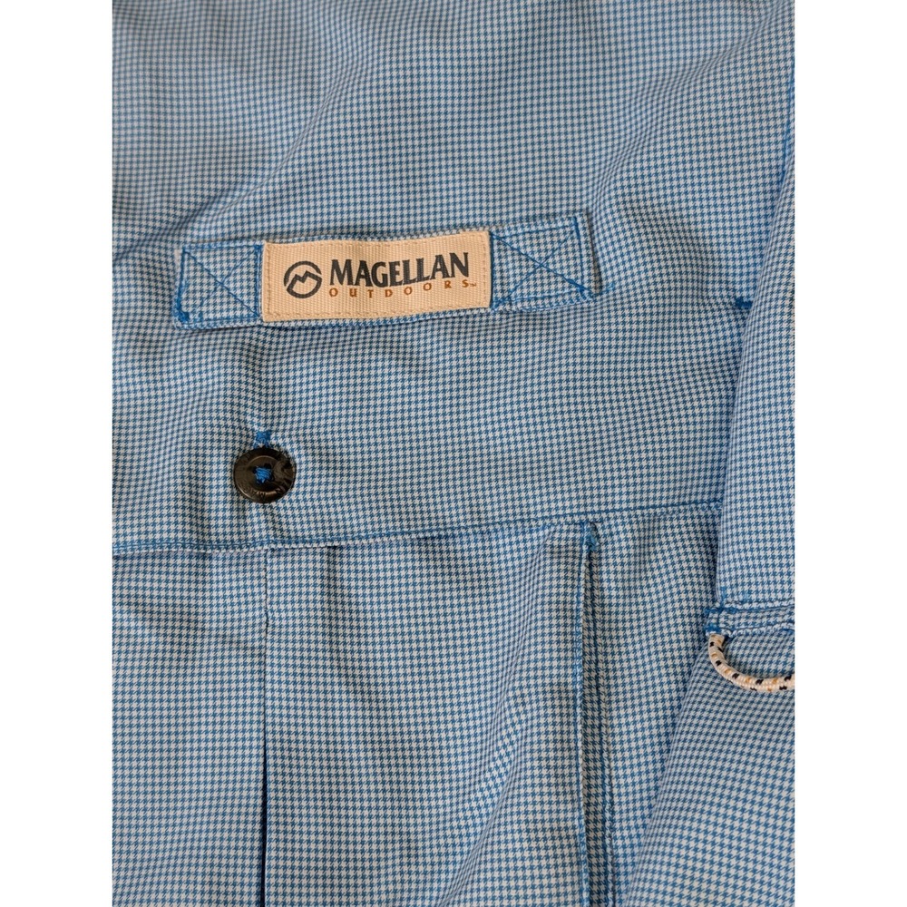 Magellan Outdoors Men's XL Fish Gear Shirt Relaxed Fit Long Sleeve Blue Check - Picture 4 of 14